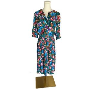 NWT Breli Originals Vintage 80s Floral Midi Dress | Size‎ 8 | Made in USA